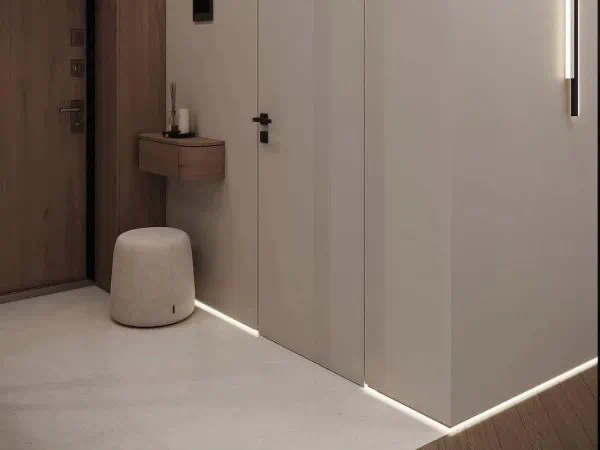 Custom drywall reveal trim contractors near me modern suite featuring shadow reveal lines.